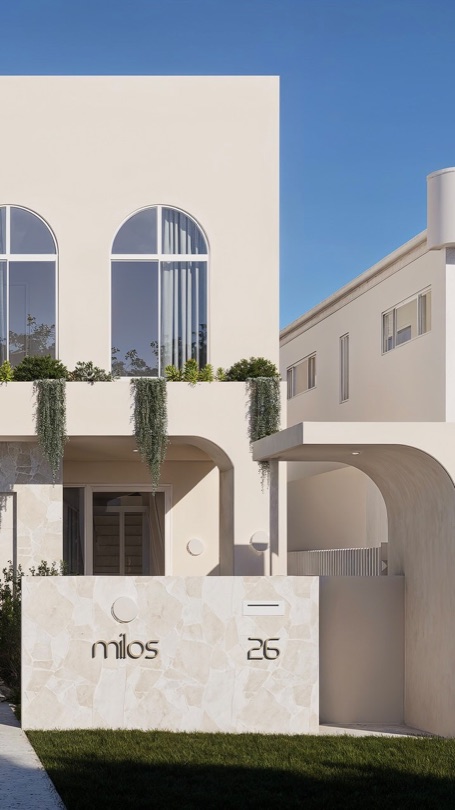 Welcome to MILOS A glimpse into what’s to come—arches, curves, and travertine finishes shaping a home of timeless elegance. The full vision is coming soon… DESIGN · DEVELOP · CONSTRUCT