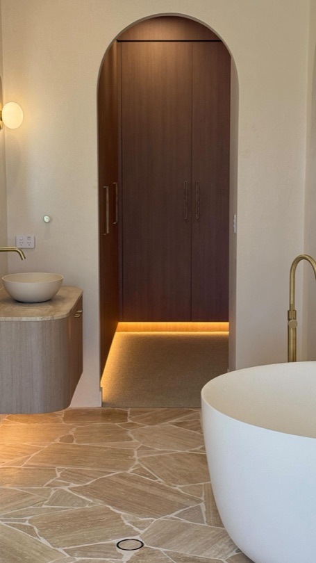 MILOS From construction to completion. Final touches are underway, with the stunning master ensuite showcasing refined luxury and meticulous design. MILOS is almost ready to hit the market. DESIGN · DEVELOP · CONSTRUCT