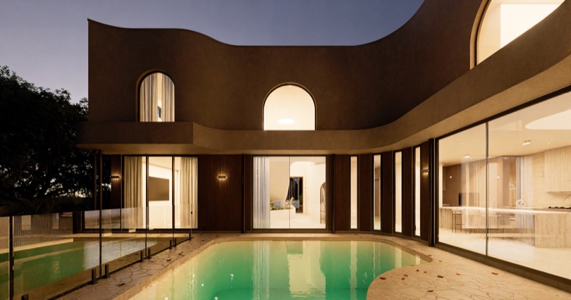 AETHER Bold curves. Raw materials. Elevated form. Anchored by a central pool, the design commands attention from every angle. Positioned in the heart of Hendra, AETHER’s façade is a statement of sculptural strength and refined simplicity. Enquire via sales@sabdia.com.au DESIGN · DEVELOP · CONSTRUCT