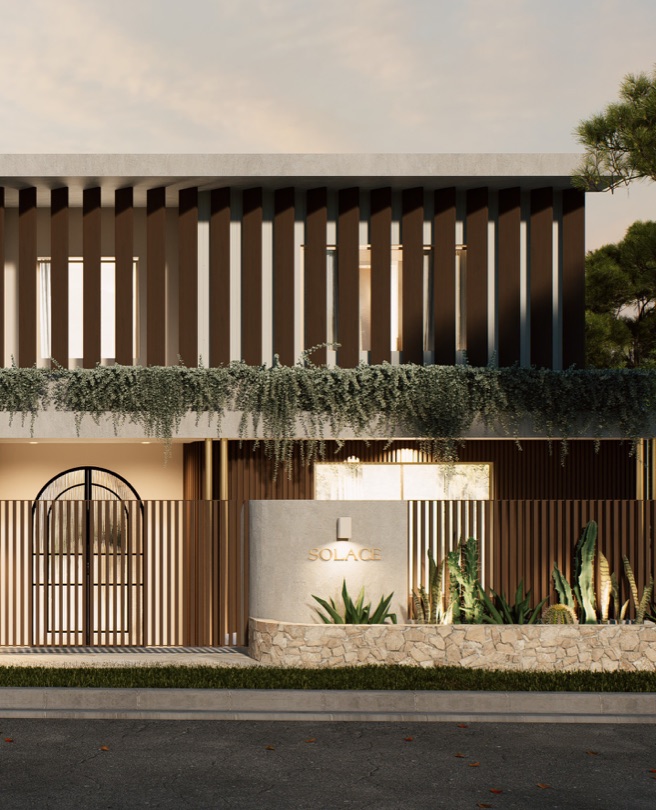 SOLACE When the sun sets, the home transforms — soft lighting highlights the bespoke finishes and architectural details, creating an atmosphere of refined luxury that endures long after dark. All enquiries to sales@sabdia.com.au DESIGN · DEVELOP · CONSTRUCT