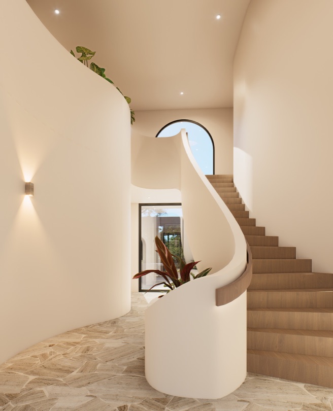 AETHER A striking centerpiece in the home, the staircase combines sculptural form with refined finishes, creating a feature that is both functional and a statement of considered design. All enquiries to sales@sabdia.com.au DESIGN · DEVELOP · CONSTRUCT