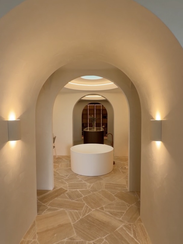 SOLACE Positioned in the heart of Camp Hill, SOLACE was designed around a small palette of materials, returned to in every room so the home reads as one considered piece. Travertine is the constant. It is laid through the floors in a crazy pave, wrapped around the kitchen island with the fluting cut into the stone…